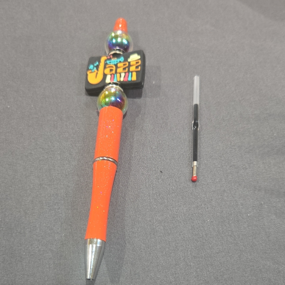 Orange Glitter Pen with Jazz Logo